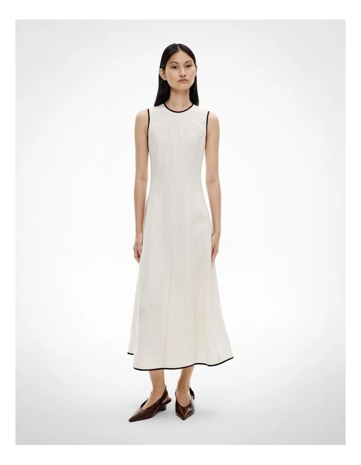 Linen Seam Dress in Chalk image 1
