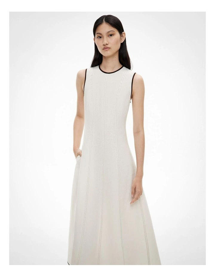 Linen Seam Dress in Chalk image 2