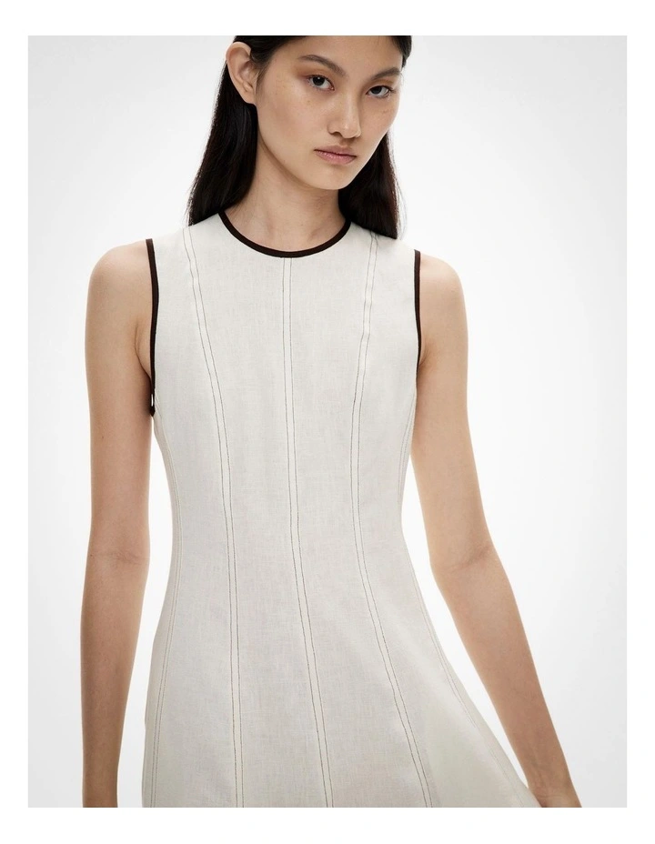 Linen Seam Dress in Chalk image 3