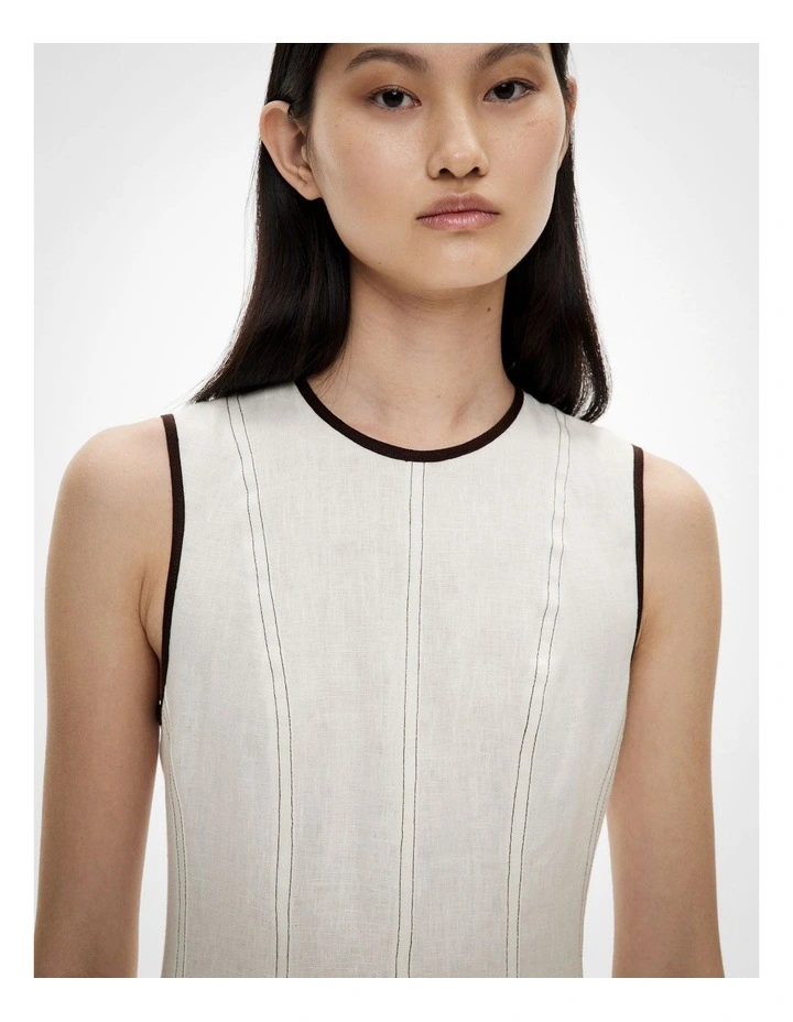 Linen Seam Dress in Chalk image 4