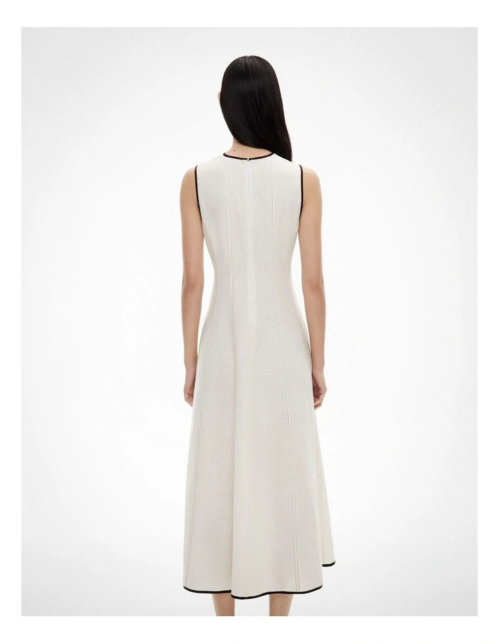 Linen Seam Dress in Chalk image 5