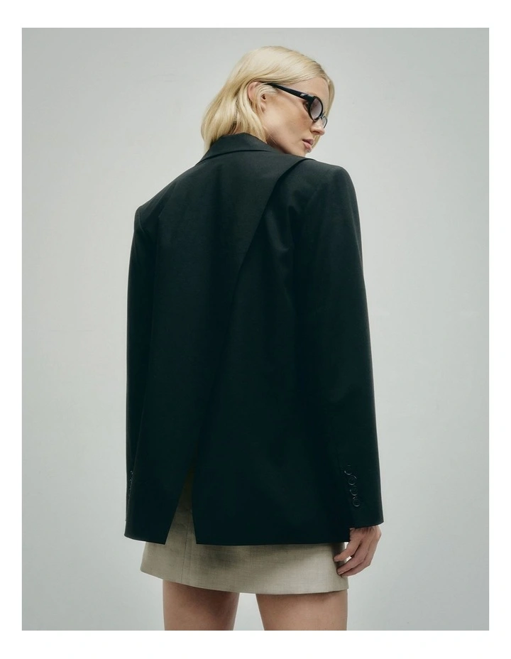 Cross Back Blazer in Black image 2