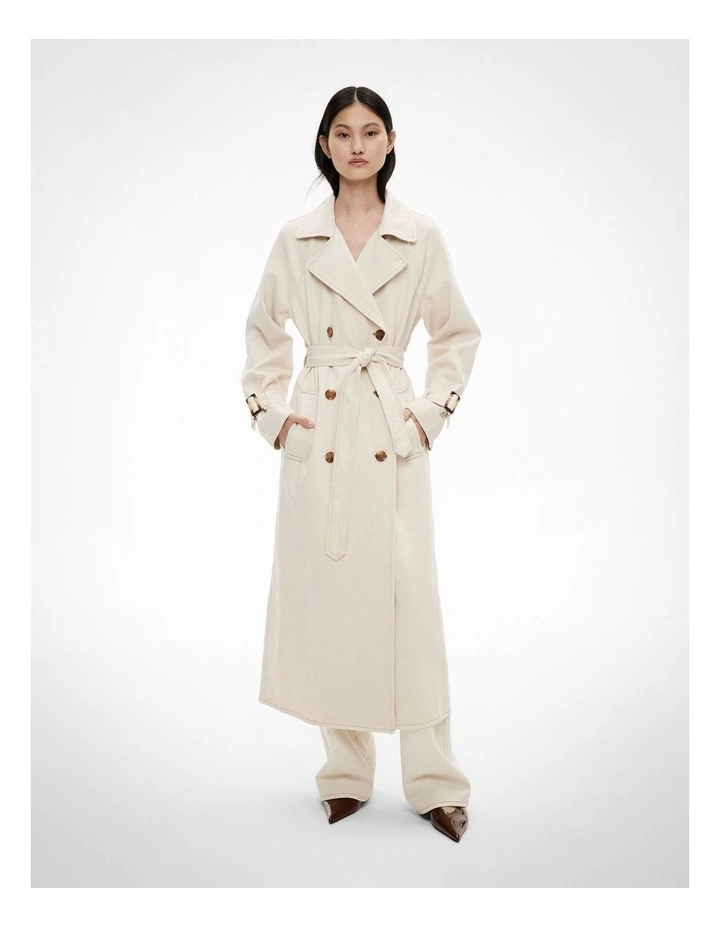 Denim Trench Jacket in Bone image 1