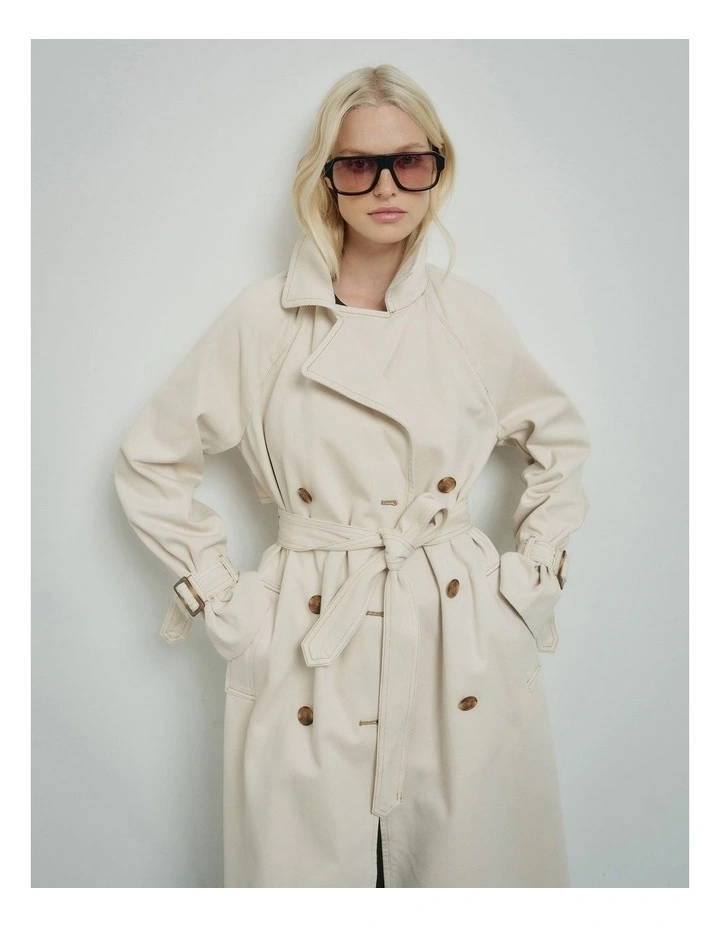 Denim Trench Jacket in Bone image 2