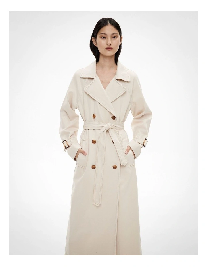 Denim Trench Jacket in Bone image 3