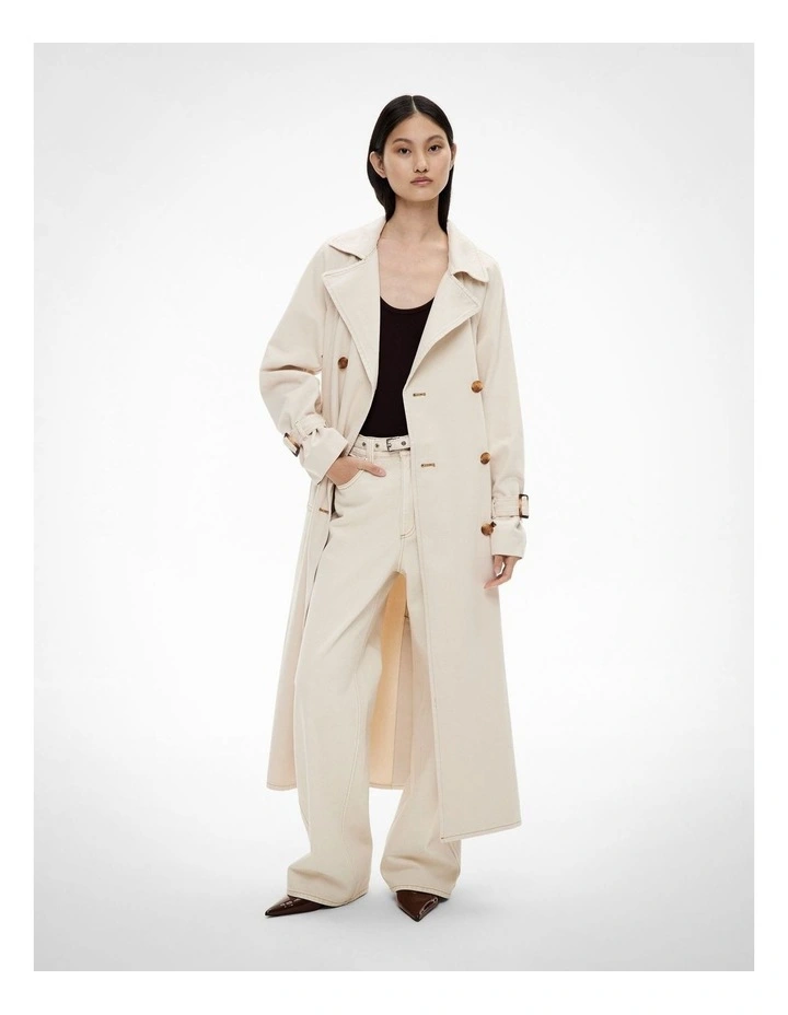 Denim Trench Jacket in Bone image 4