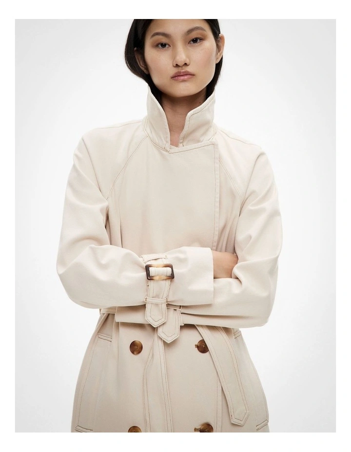 Denim Trench Jacket in Bone image 5