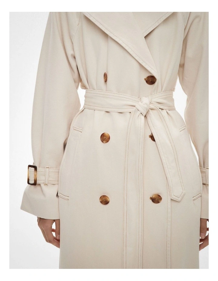 Denim Trench Jacket in Bone image 6