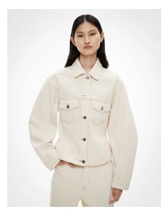 Cinched Denim Jacket in Bone
