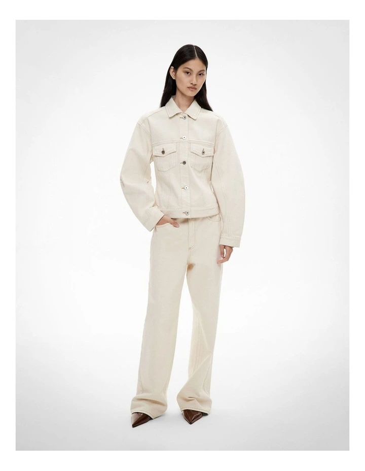 Cinched Denim Jacket in Bone image 3