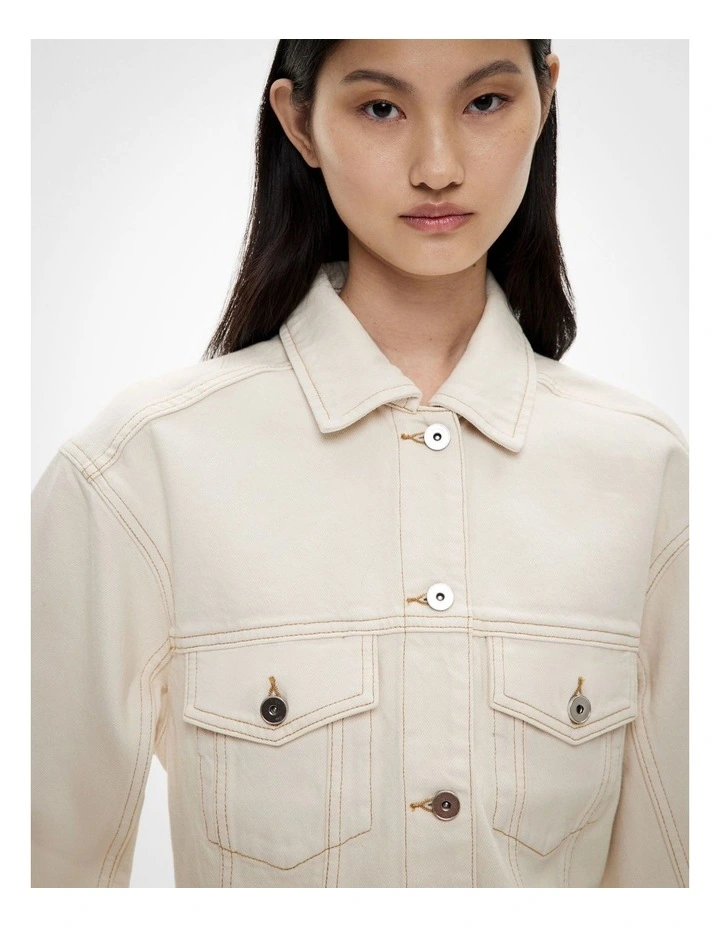 Cinched Denim Jacket in Bone image 4