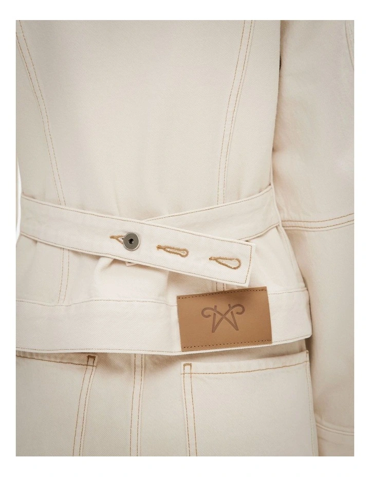 Cinched Denim Jacket in Bone image 5