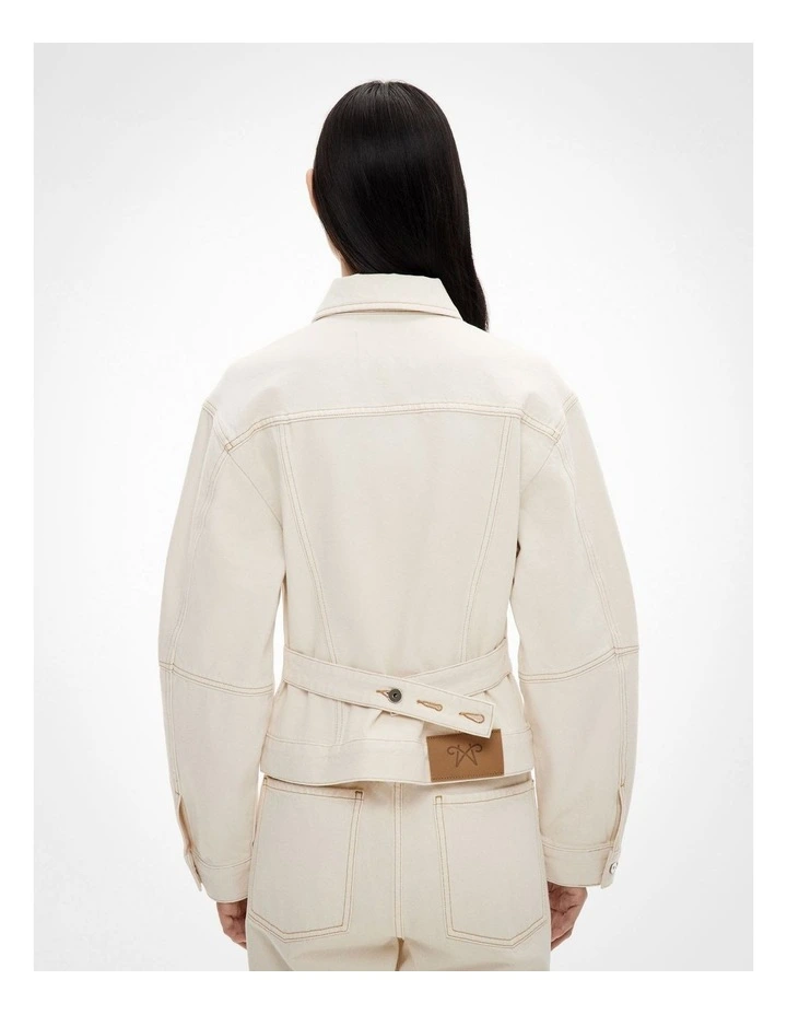 Cinched Denim Jacket in Bone image 6