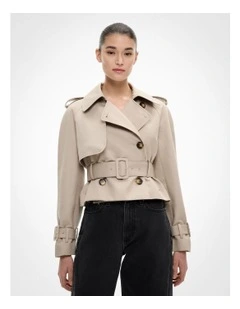 Cropped Trench Jacket in Sand