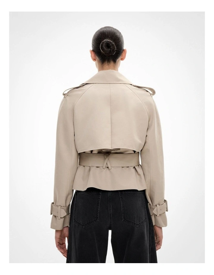 Cropped Trench Jacket in Sand image 5