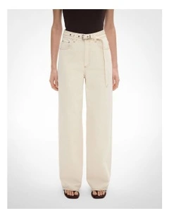 Belt Detail Jeans in Bone