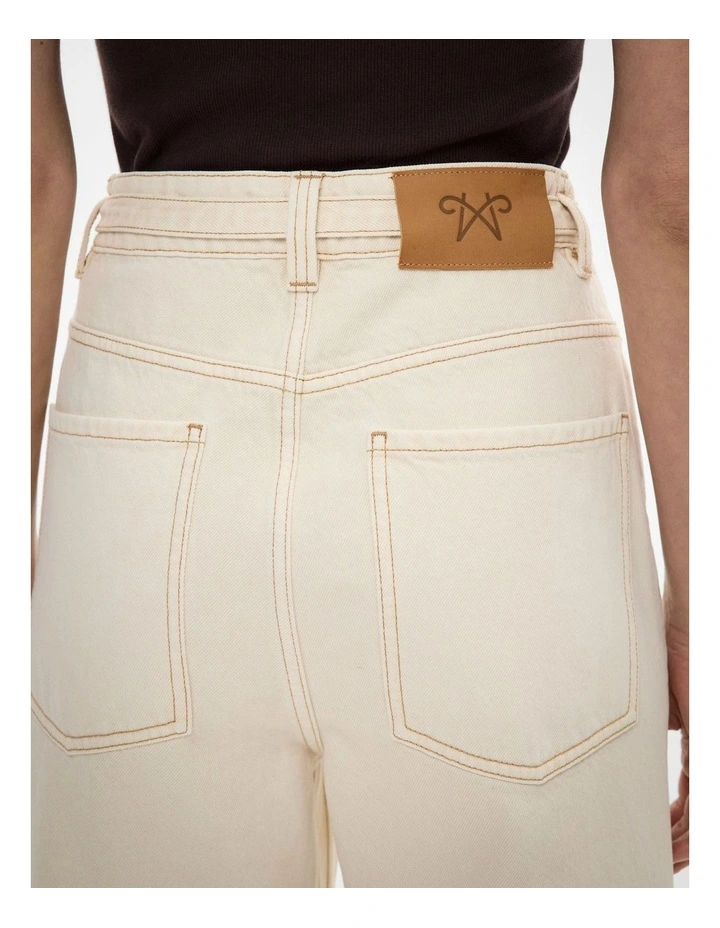 Belt Detail Jeans in Bone image 5