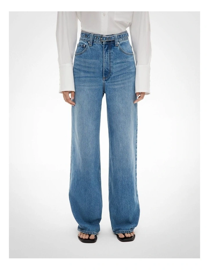 Belt Detail Jeans in Indigo image 2