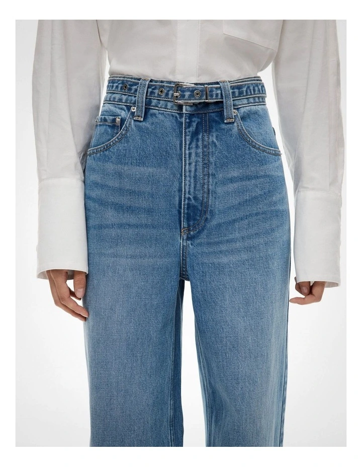 Belt Detail Jeans in Indigo image 3