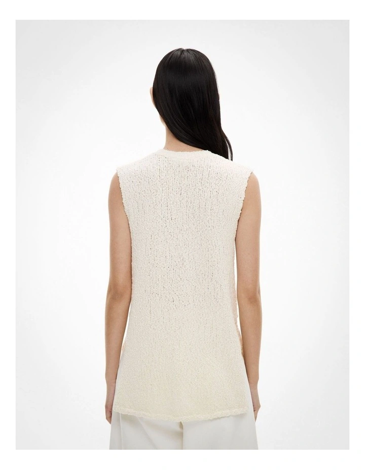Textured V Neck Tank Top in Chalk image 5