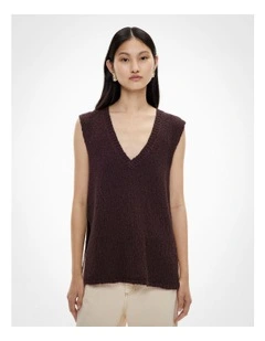 Textured V Neck Tank Top in Espresso