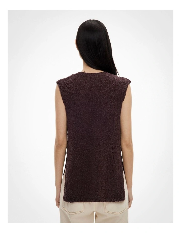Textured V Neck Tank Top in Espresso image 4