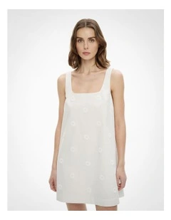 Embroidered Mini Dress in Fresh White