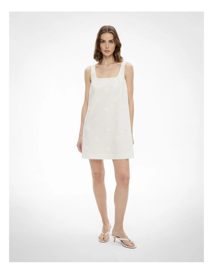 Embroidered Mini Dress in Fresh White image 2
