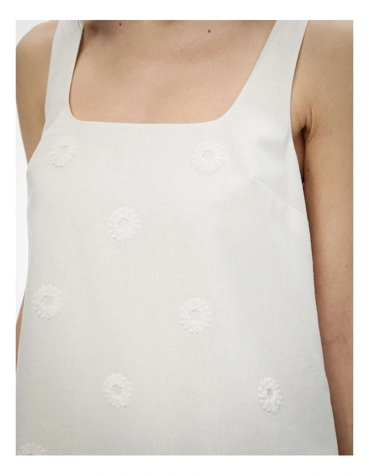 Embroidered Mini Dress in Fresh White image 3