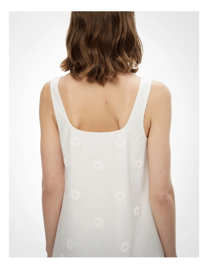 Embroidered Mini Dress in Fresh White image 4