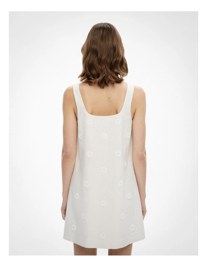 Embroidered Mini Dress in Fresh White image 5