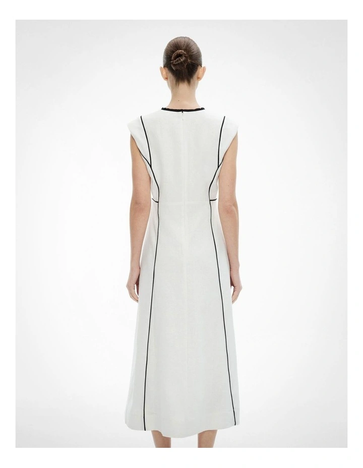 Piped Midi Dress in Fresh White image 4