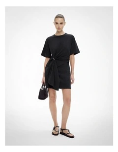 Trim Detail T-shirt Dress in Black