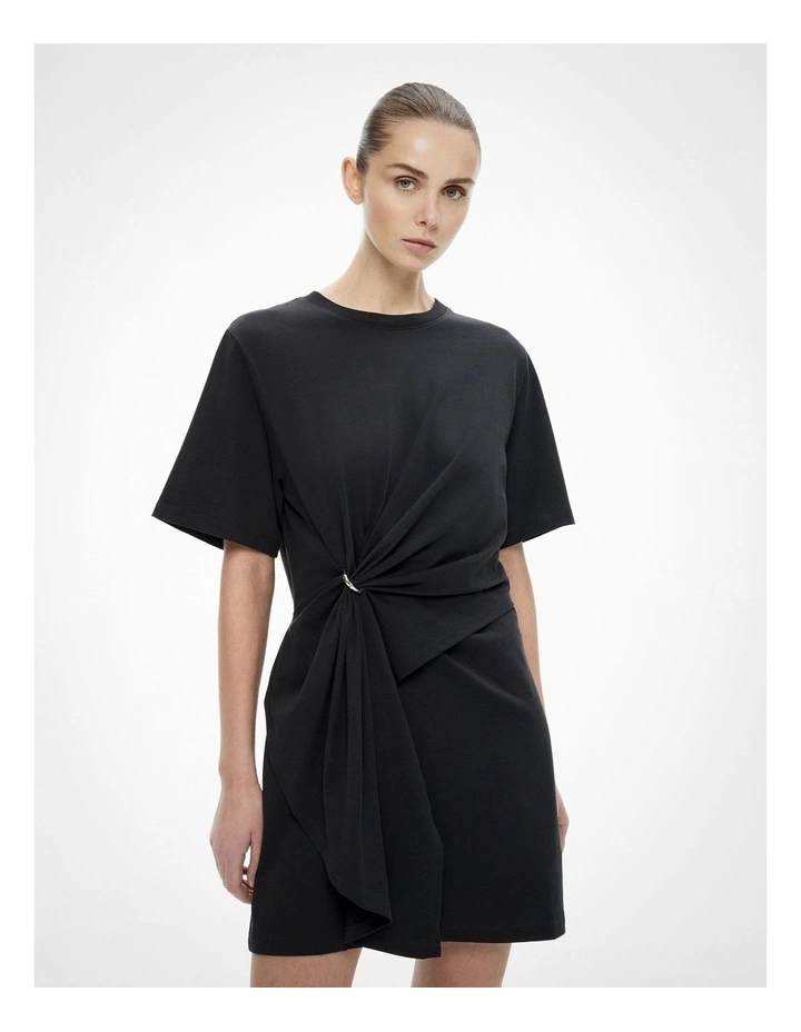 Trim Detail T-shirt Dress in Black image 2