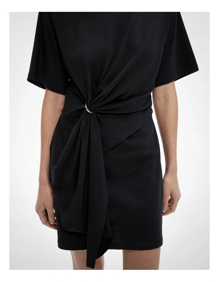 Trim Detail T-shirt Dress in Black image 3