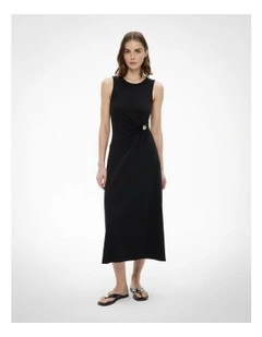 Trim Detail Rib Dress in Black