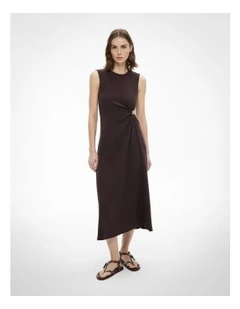 Trim Detail Rib Dress in Espresso