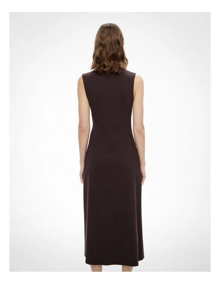 Trim Detail Rib Dress in Espresso image 4