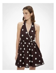 Spot Halter Mini Dress in Espresso Spot