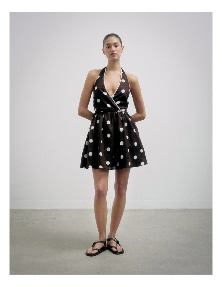 Spot Halter Mini Dress in Espresso Spot image 2