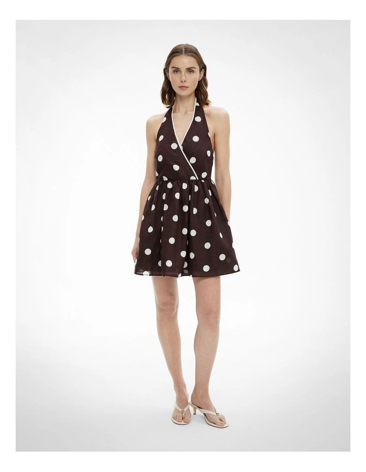 Spot Halter Mini Dress in Espresso Spot image 3