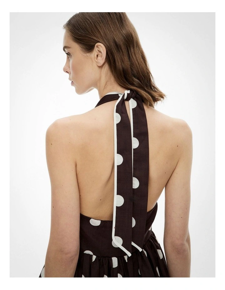Spot Halter Mini Dress in Espresso Spot image 5