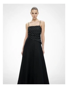 Spot Bodice Maxi Dress in Black Spot