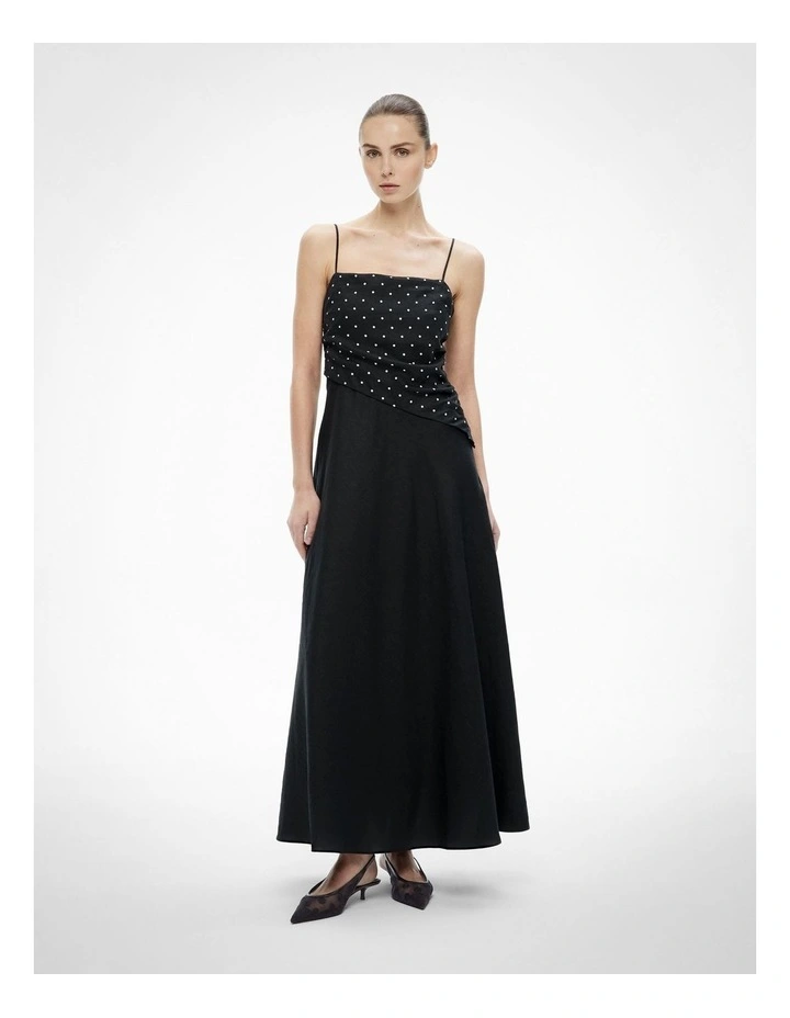 Spot Bodice Maxi Dress in Black Spot image 2