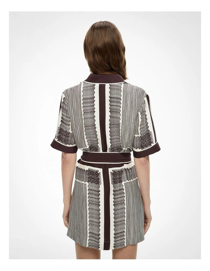Self Tie Shirt Dress in Scarf Print image 4