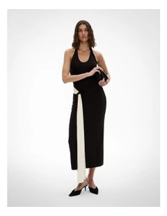 Contrast Drape Dress in Black Multi
