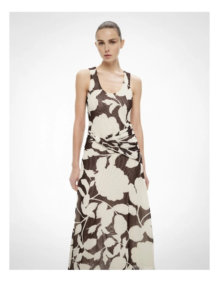 Twist Scoop Mesh Dress in Shadow Floral image 2