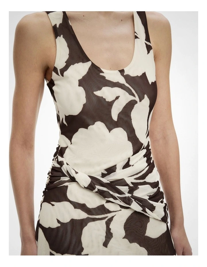 Twist Scoop Mesh Dress in Shadow Floral image 3
