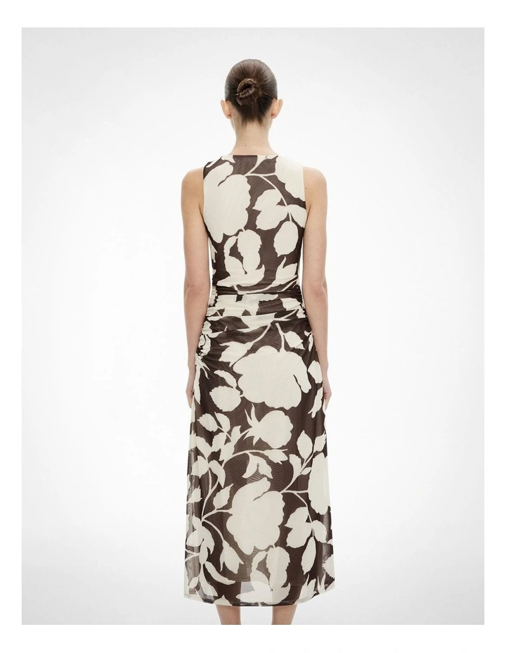 Twist Scoop Mesh Dress in Shadow Floral image 4