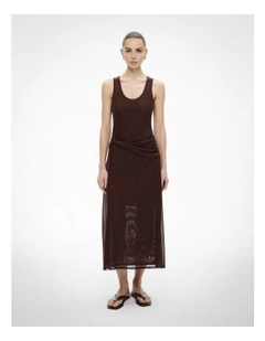 Twist Scoop Mesh Dress in Espresso